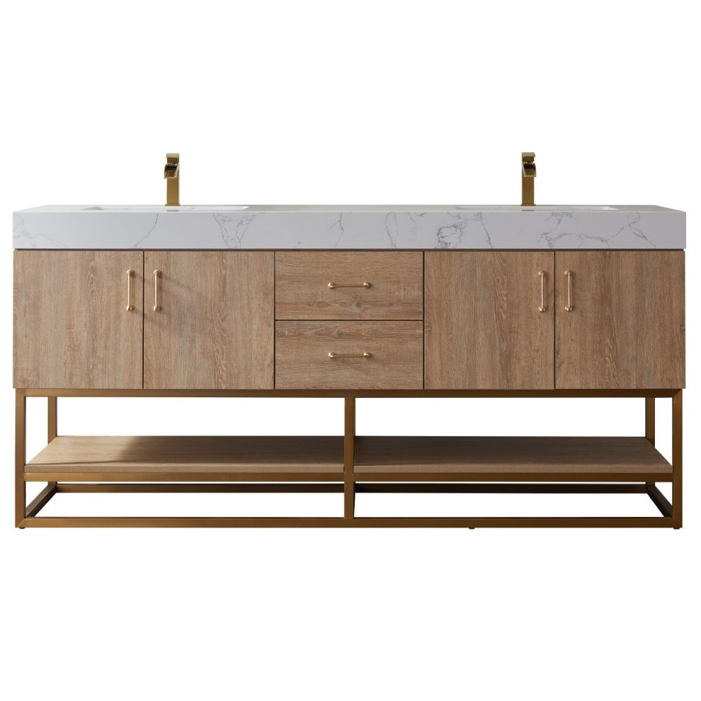 Alistair Vanity North American Oak With Double Sink Countertop 72 Inches Vanity By Meranti - Image 1