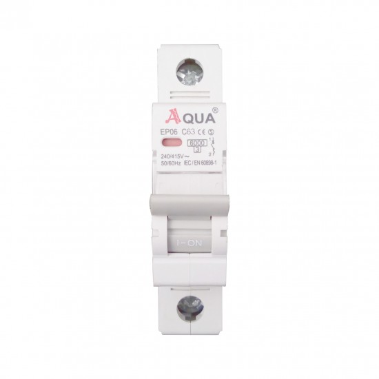 Aqua Electrical Circuit Breaker Series Aqua A1P6 Single Pole 6 AMP MCB Breaker