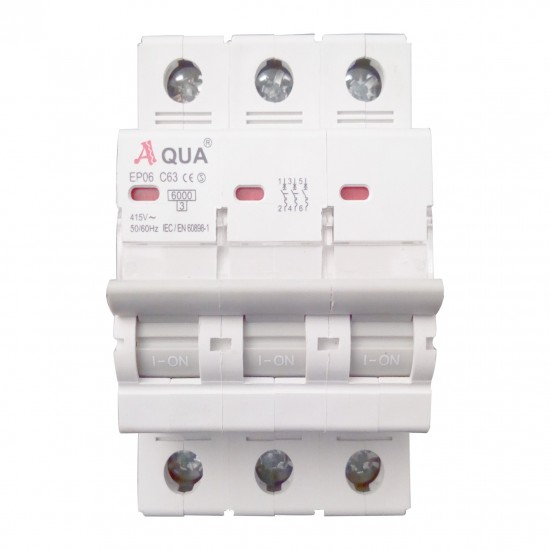 Aqua Electrical Circuit Breaker Series Aqua A3P32 Three Pole 32 AMP MCB Breaker