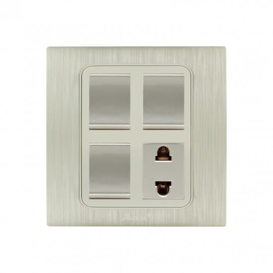 Aqua Electrical Dynamic Series ADY42 10AMP 3 Gang Switch Plus 1 Socket