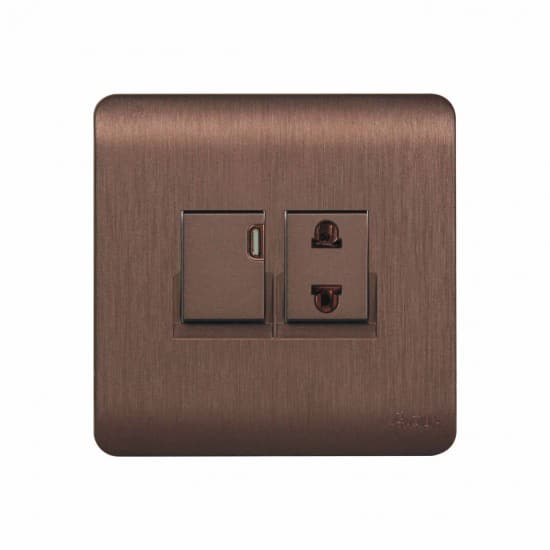 Aqua Electrical Edge Brown Series AEB11 10AMP 1 Gang Switch Plus 1 Socket