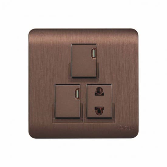 Aqua Electrical Edge Brown Series AEB21 10AMP 2 Gang Switch Plus 1 Socket