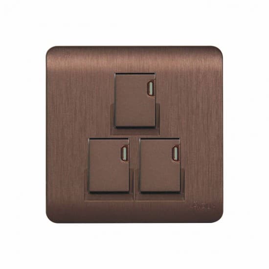 Aqua Electrical Edge Brown Series AEB3 10AMP 3 Gang Switch