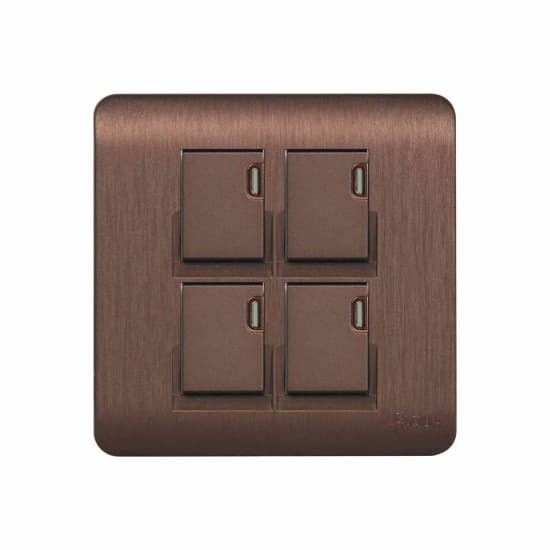 Aqua Electrical Edge Brown Series AEB4 10AMP 4 Gang Switch