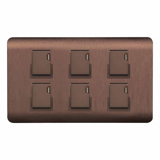 Aqua Electrical Edge Brown Series AEB6 10AMP 6 Gang Switch