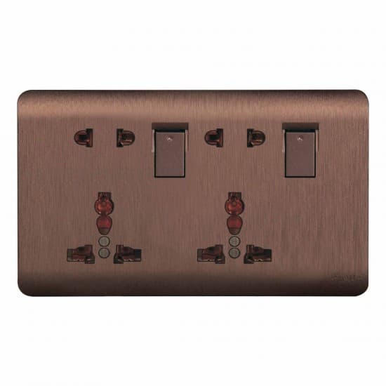 Aqua Electrical Edge Brown Series AEBDM 10AMP Double Multi Socket
