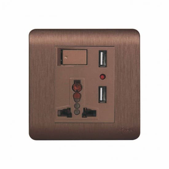Aqua Electrical Edge Brown Series AEBMU 10AMP Multi Plus USB Charger