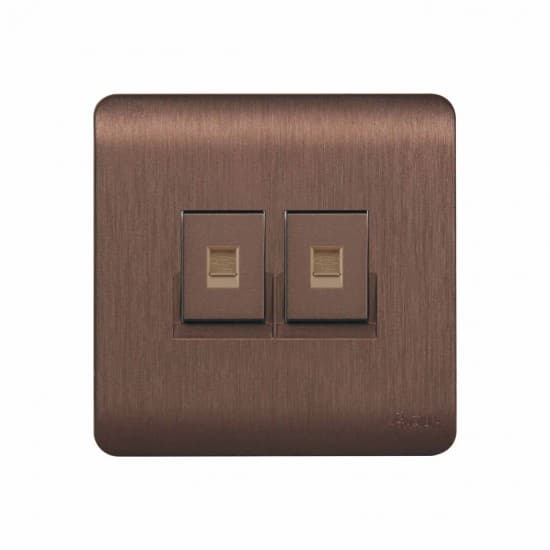 Aqua Electrical Edge Brown Series AEBTFD 10AMP Double Telephone Socket