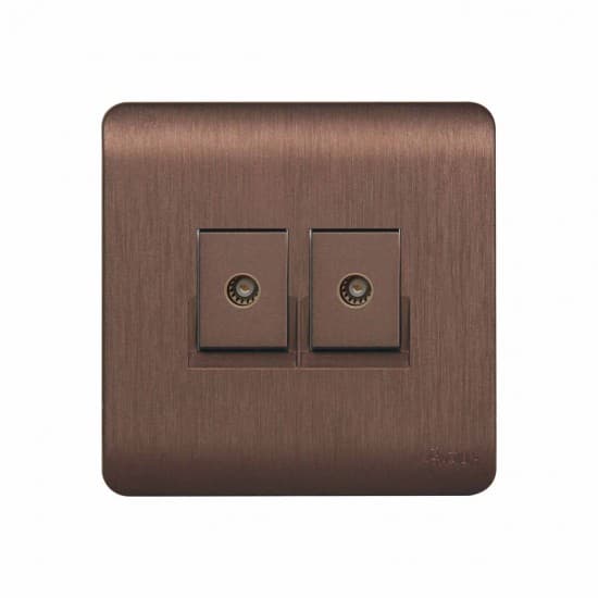 Aqua Electrical Edge Brown Series AEBTVD 10AMP Double TV Socket