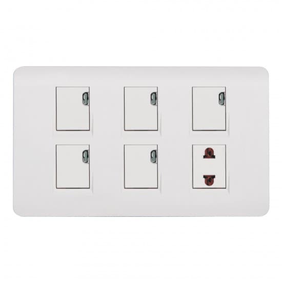 Aqua Electrical Edge White Series AEW51 10AMP 5 Gang Switch Plus 1 Socket