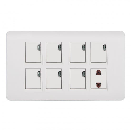 Aqua Electrical Edge White Series AEW71 10AMP 7 Gang Switch Plus 1 Socket