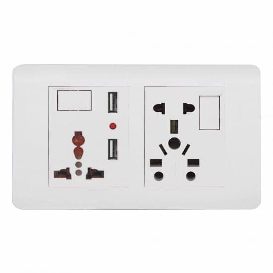 Aqua Electrical Edge White Series AEWDUU 10AMP Double Multi Plus 2 USB