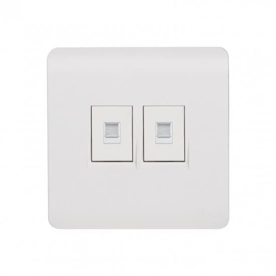 Aqua Electrical Edge White Series AEWTFD 10AMP Double Telephone Socket