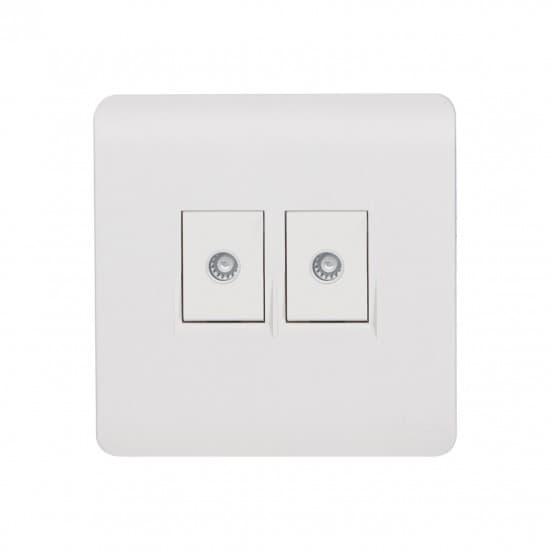 Aqua Electrical Edge White Series AEWTVD 10AMP Double TV Socket