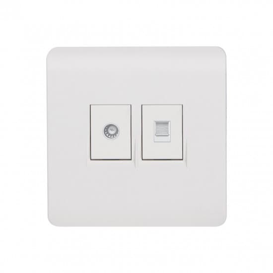 Aqua Electrical Edge White Series AEWTVTF 10AMP TV Plus Telephone Socket