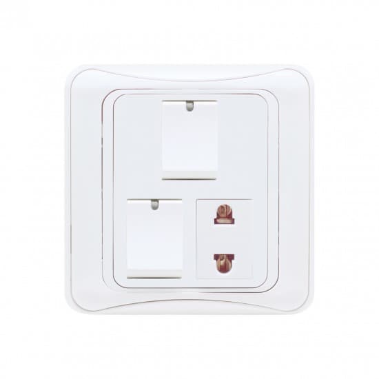 Aqua Electrical GLi Series AG21 10AMP 2 Gang Switch Plus 1 Socket