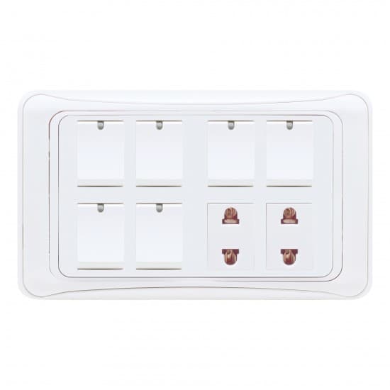 Aqua Electrical GLi Series AG62 10AMP 6 Gang Switch Plus 2 Socket