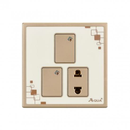 Aqua Electrical Glow Series AGLW21 10AMP 2 Gang Switch Plus 1 Socket
