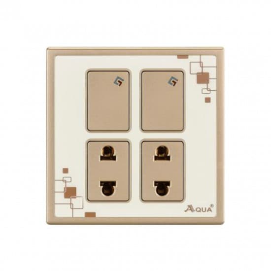 Aqua Electrical Glow Series AGLW22 10AMP 2 Gang Switch Plus 2 Socket
