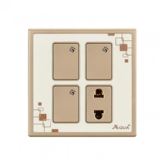 Aqua Electrical Glow Series AGLW31 10AMP 3 Gang Switch Plus 1 Socket