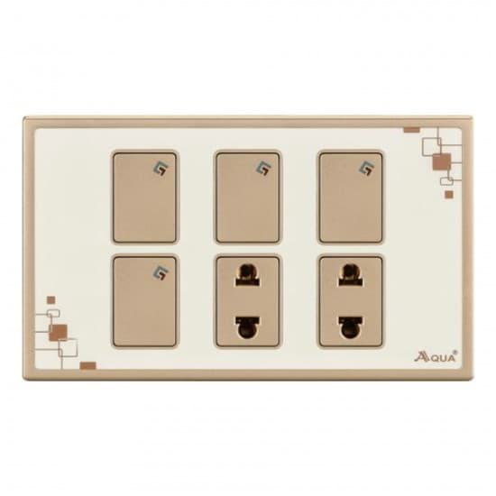 Aqua Electrical Glow Series AGLW42 10AMP 4 Gang Switch Plus 2 Socket