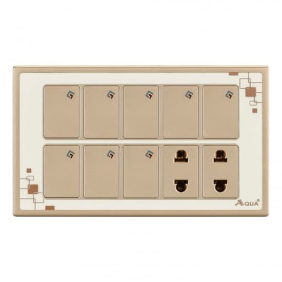 Aqua Electrical Glow Series AGLW82 10AMP 8 Gang Switch Plus 2 Socket