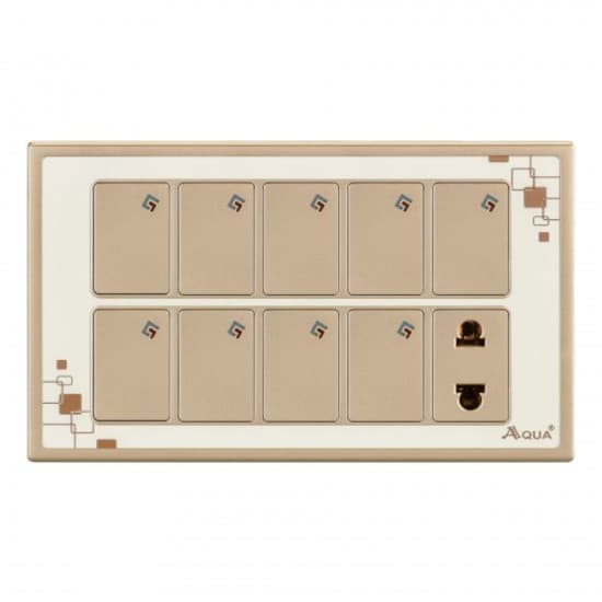 Aqua Electrical Glow Series AGLW91 10AMP 9 gang Switch Plus 1 Socket