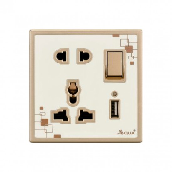 Aqua Electrical Glow Series AGLWUU 15AMP Multi Switch Socket Plus USB Charger