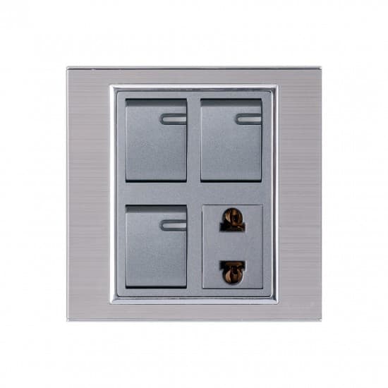 Aqua Electrical Platinum Series AP31 10AMP 3 Gang Switch plus 1 Socket