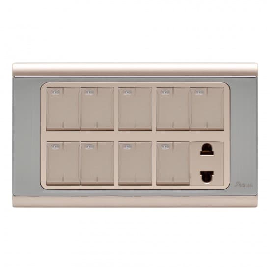 Aqua Electrical Signature Series ASG91 10AMP 9 Gang Switch Plus 1 Socket Ace Material Aqua Electrical Signature Series ASG91 10AMP 9 Gang Switch Plus 1 Socket - Image 1