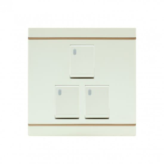 Aqua Electrical Silk Series ASK3 10AMP 3 Gang Switch