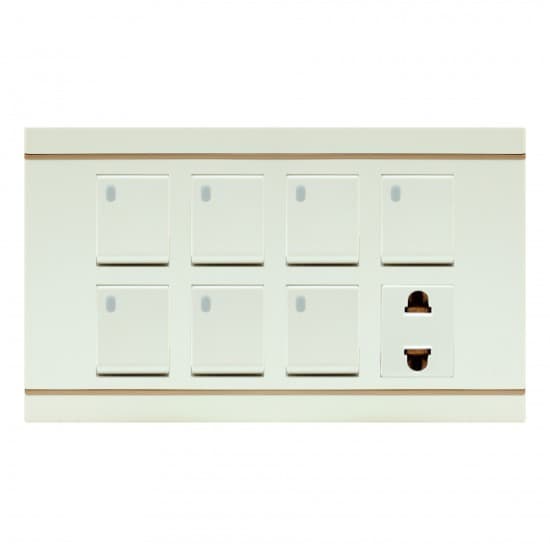 Aqua Electrical Silk Series ASK71 10AMP 7 gang Switch plus 1 Socket