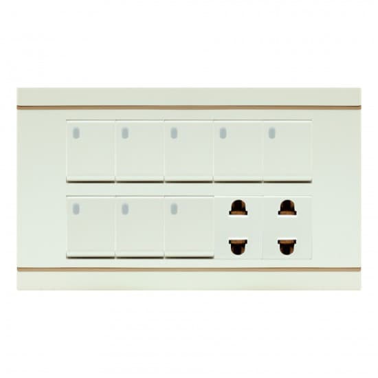 Aqua Electrical Silk Series ASK82 10AMP 8 gang Switch plus 2 Socket