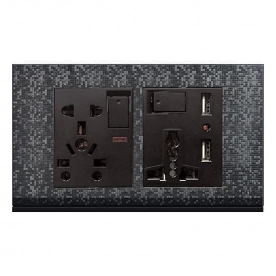 Aqua Electrical Texture-Series ATDUU 10AMP Double Multi Plus 2 USB