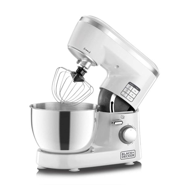 Black & Decker SM-1000 6-Speed Stand Mixer with Stainless Steel Bowl (White)
