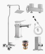 Faisal Sanitary Carrera Series 8 Pieces Bath Set Chrome 5507