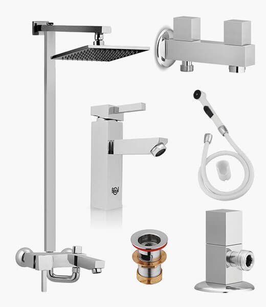 Faisal Sanitary Casper Series 8 Pieces Bath Set Chrome 4907