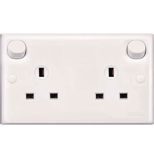 Clipsal 13A 3 Pin Flat Duplex Switched Socket Ace Material Clipsal E Series E25 13A 3 Pin Flat Duplex Switched Socket - Image 1