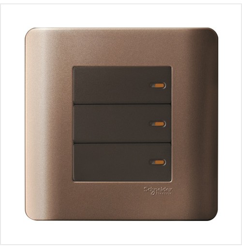 Clipsal Zencelo Series E8433/1 16AX/20A 250V 3 Gang 1 Way Full-Flat Switch with Ondicator