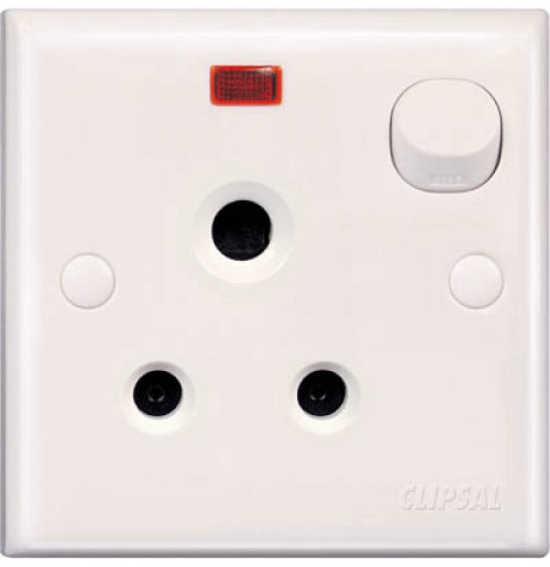 Clipsal E Series E15/5N 5A 3 Pin Round Switched Socket with Neon