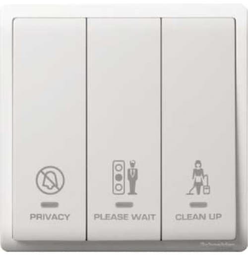 Clipsal Pieno Series 16AX 3 Gang Switch with Neon with ‘Privacy’, ‘Please Clean Up’ & ‘Please Wait’ Symbols