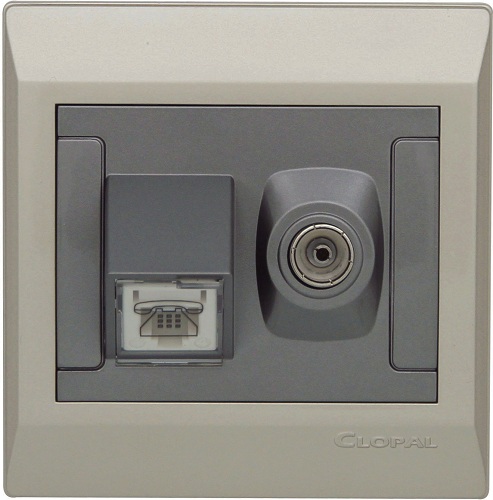 Clopal Electric Ideas Big Switches – Metallic Gold Series Telephone with Tv 4-Wire /Cable