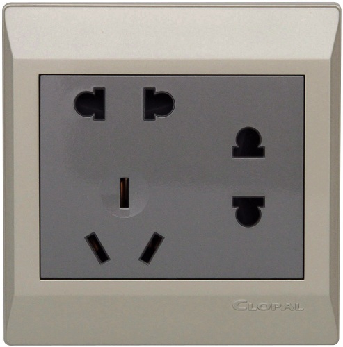 Clopal Electric Ideas Big Switches – Metallic Gold Series 16Amp American Socket with 2 Socket