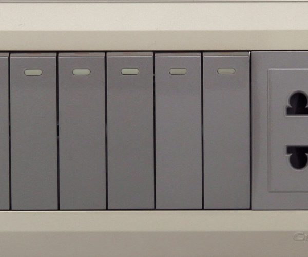 Clopal Electric Ideas Big Switches – Metallic Gold Series 16Amp 6 Gang with 1 Socket