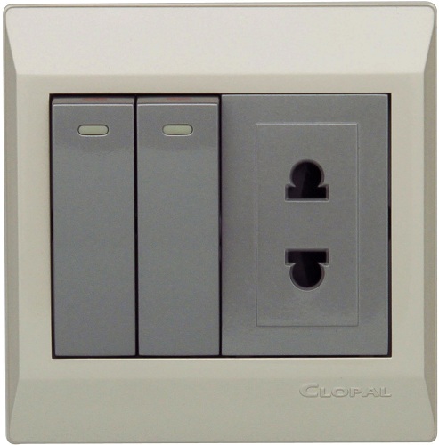 Clopal Electric Ideas Big Switches – Metallic Gold Series 16Amp Switch with Socket