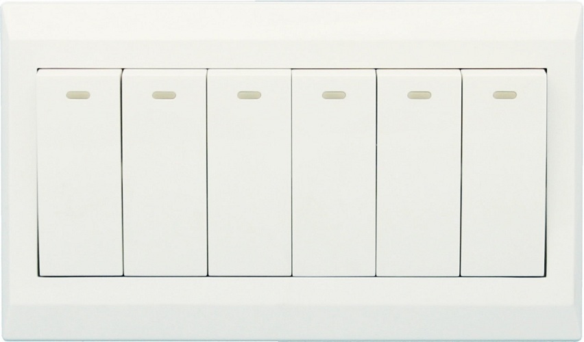Clopal Electric Ideas Big Switches – Pure White Series 16-Amp 6 Gang