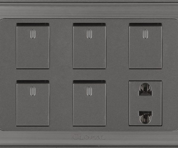 Clopal Electric Small Switches – Inspire 10-Amp 5-Gang with 1 Socket