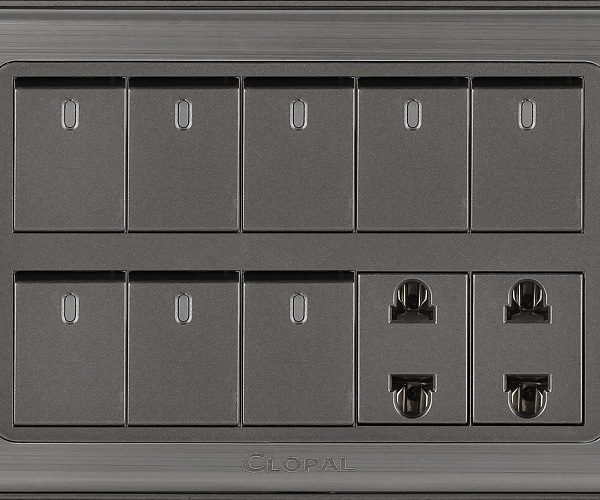 Clopal Electric Small Switches – Inspire 10-Amp 8-Gang with 2 Socket