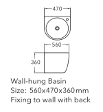 FINECERA Wall Hung Washbasin FC2270 - Image 2