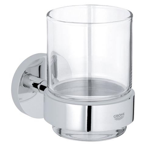 Grohe Essential Bath Accessories Tooth Brush Crystal Glass with Holder Ace Material Grohe Essential Bath Accessories Tooth Brush Crystal Glass with Holder 40447001 - Image 1
